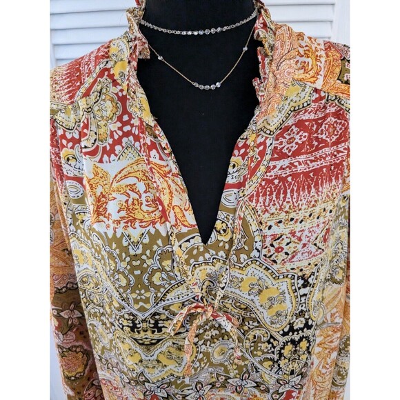 Carolina Belle Montreal Blouse Women's sz 2X Floral Boho Flounce Chiffon Multi - Picture 3 of 16